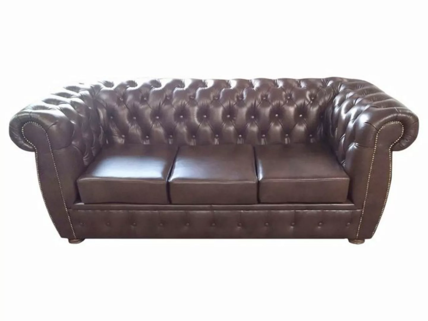 JVmoebel Sofa, Chesterfield Sofa Ledersofa Couch 3 Sitzer Original Braun So günstig online kaufen