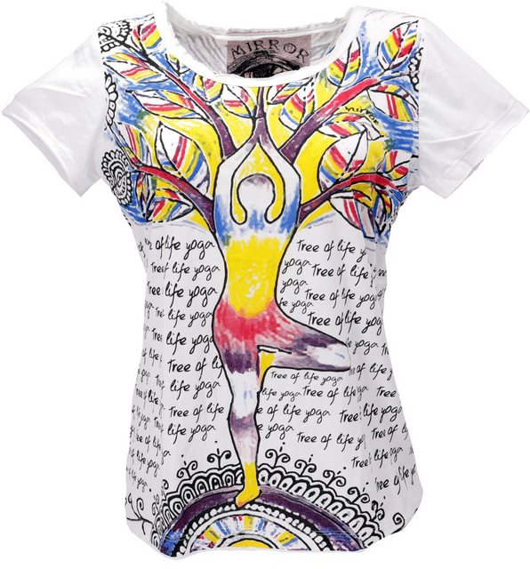 Guru-Shop T-Shirt Mirror Damen T-Shir - Yoga weiß Festival, Goa Style, alte günstig online kaufen