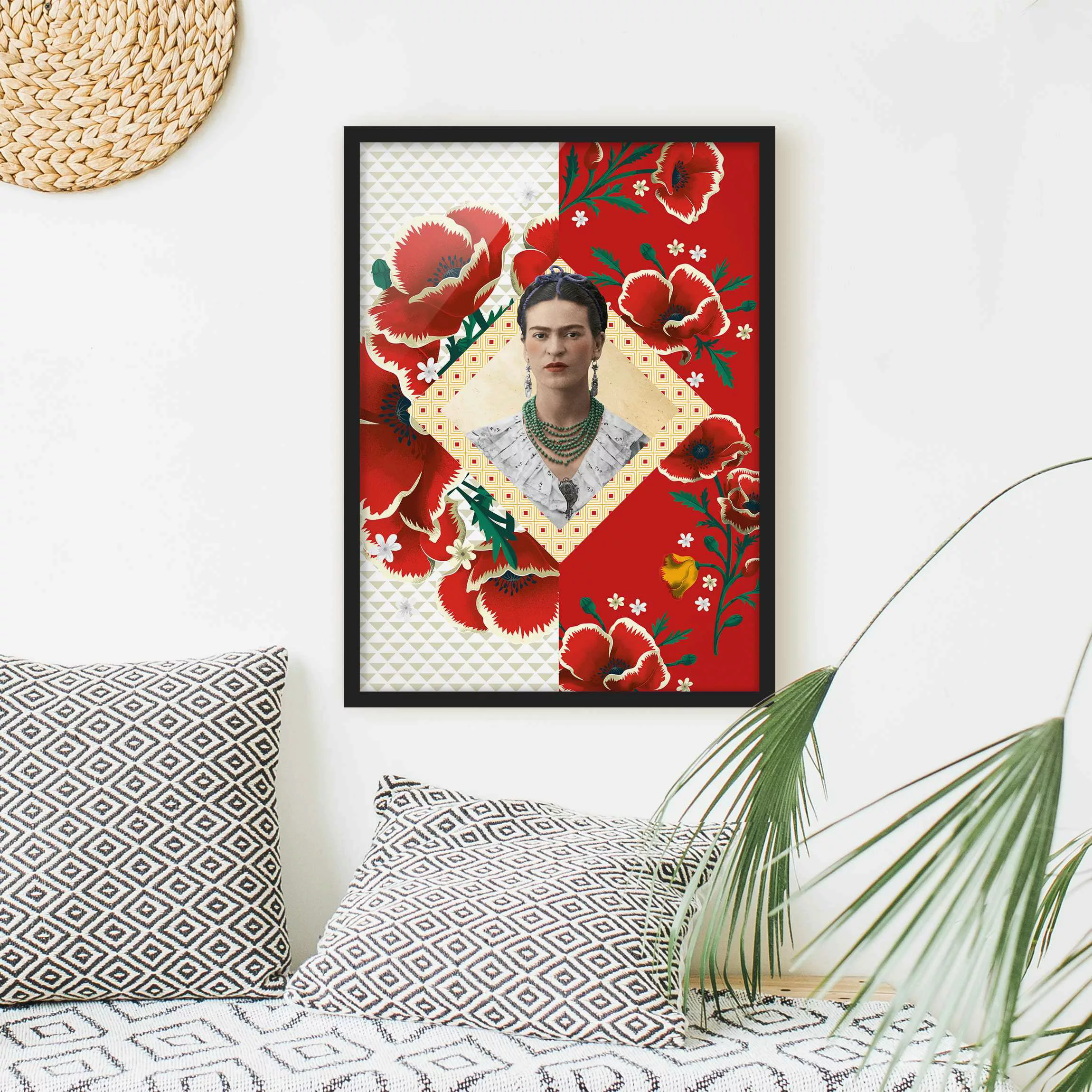Bild mit Rahmen Blumen - Hochformat Frida Kahlo - Mohnblüten günstig online kaufen