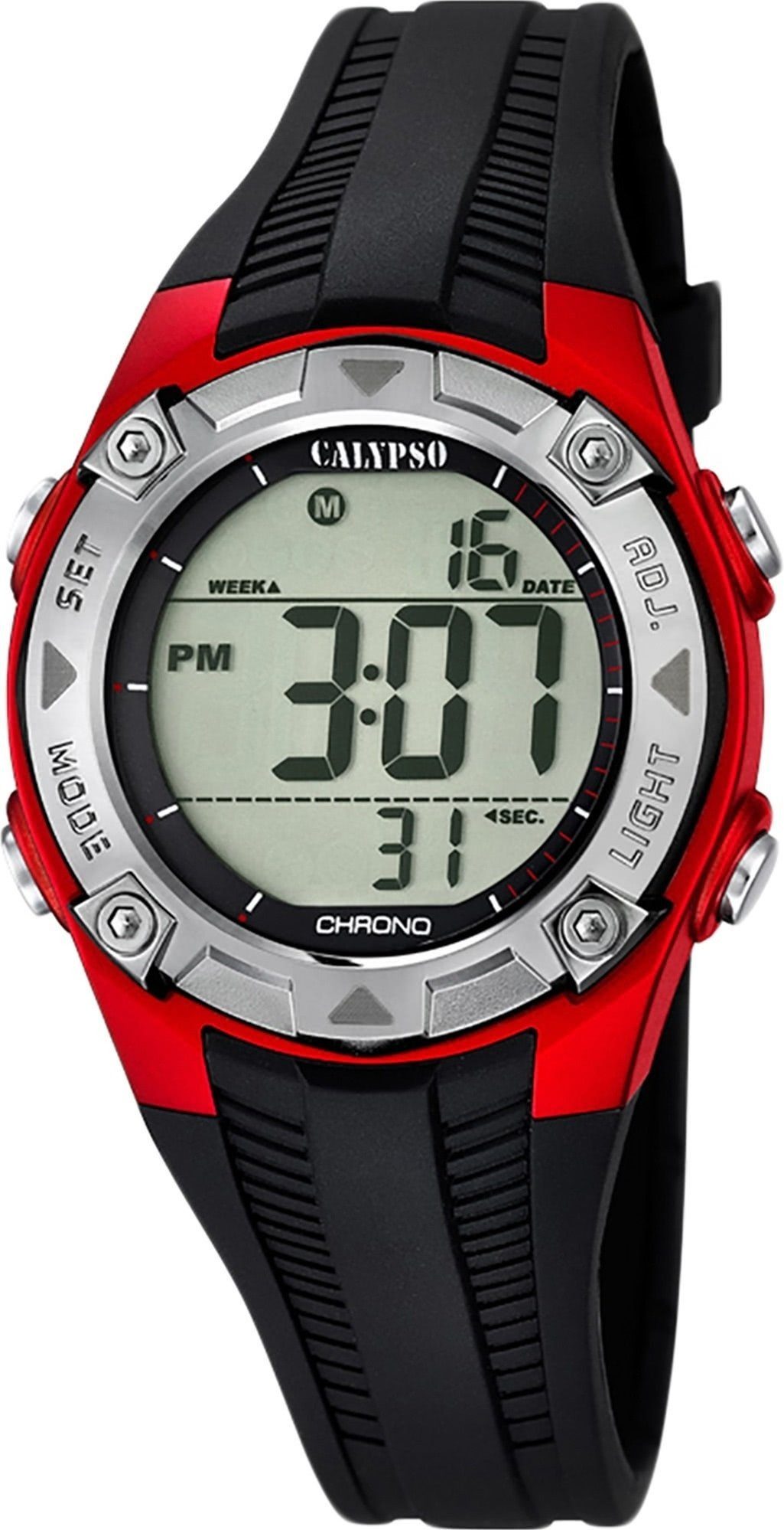 Calypso Digitaluhr K5685-6 Rot Kunststoffband Schwarz günstig online kaufen