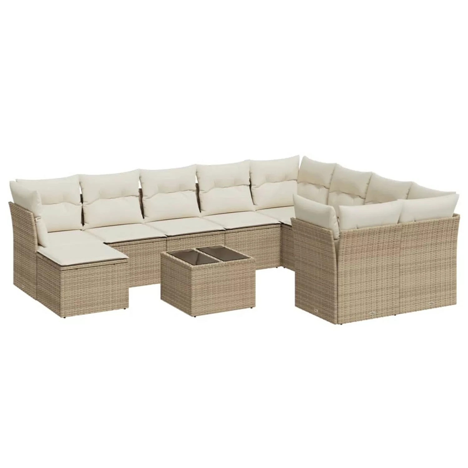 vidaXL 11-tlg Garten-Sofagarnitur mit Kissen Beige Poly Rattan Modell 29 günstig online kaufen