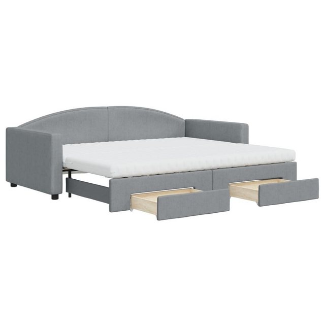 vidaXL Bett Tagesbett Ausziehbar mit Schubladen Hellgrau 90x200 cm Stoff günstig online kaufen