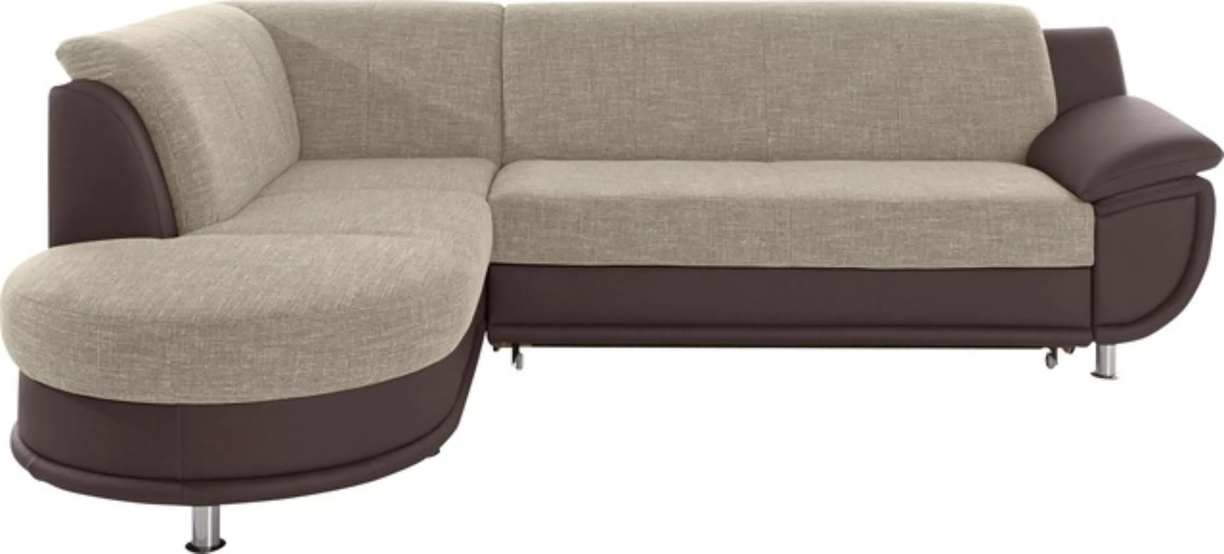 TRENDMANUFAKTUR Ecksofa »Rondo 3, zeitlos und bequem, Materialmix, breite A günstig online kaufen