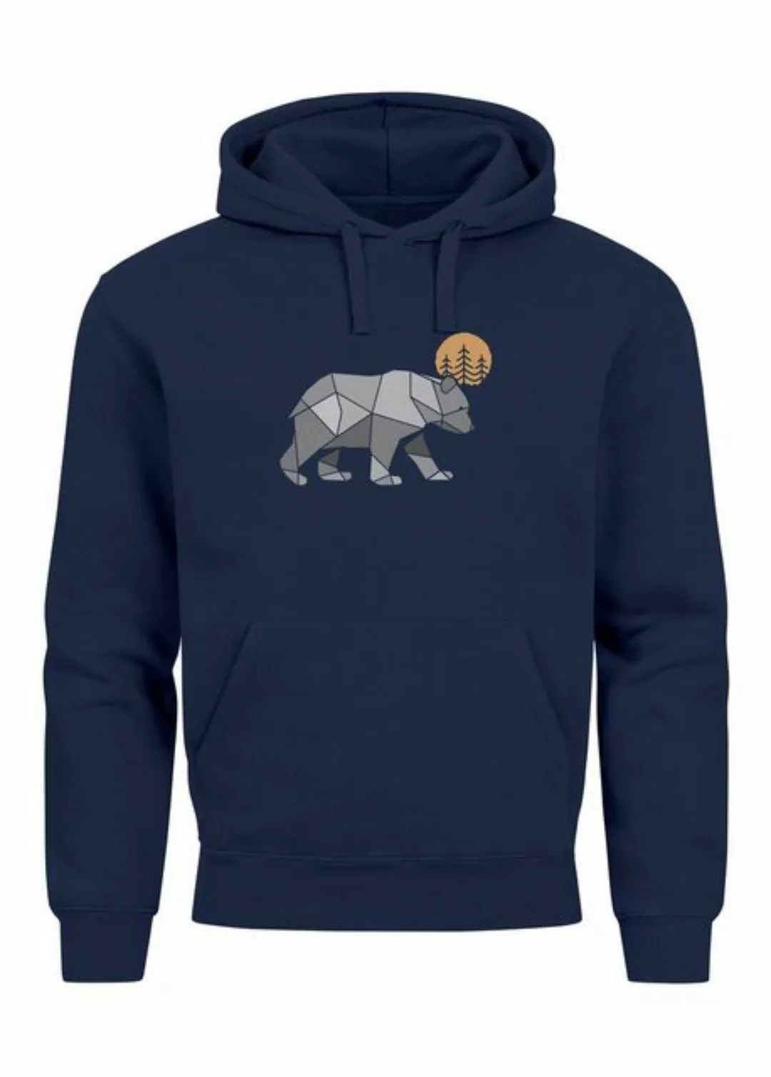 Neverless Hoodie Hoodie Herren Polygon Bär Mond Outdoor Wandern Natur Print günstig online kaufen