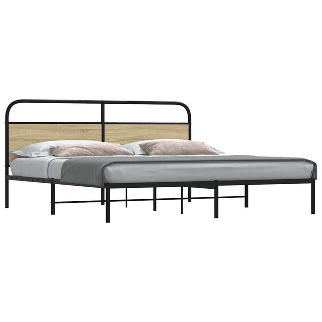 vidaXL Bett, Metallbett ohne Matratze Sonoma-Eiche 183x213 cm günstig online kaufen