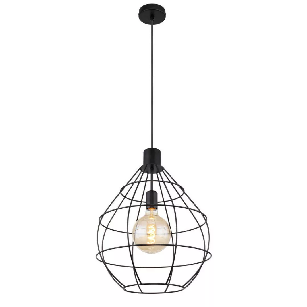 GLOBO Pendelleuchte 15588H schwarz Metall H/D: ca. 120x37 cm E27 1 Brennste günstig online kaufen