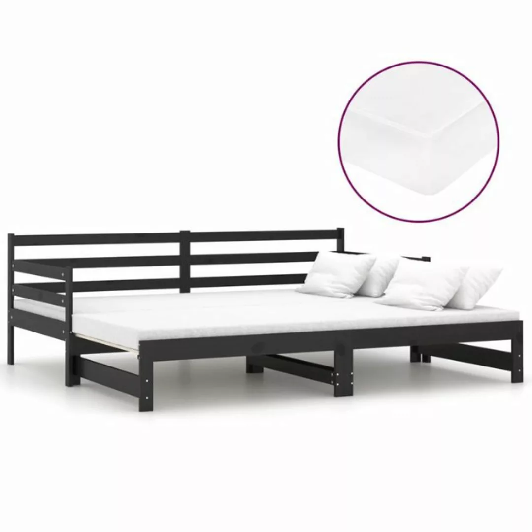 vidaXL Bettgestell Ausziehbares Tagesbett Gästebett 2x90x200 cm Schwarz Mas günstig online kaufen