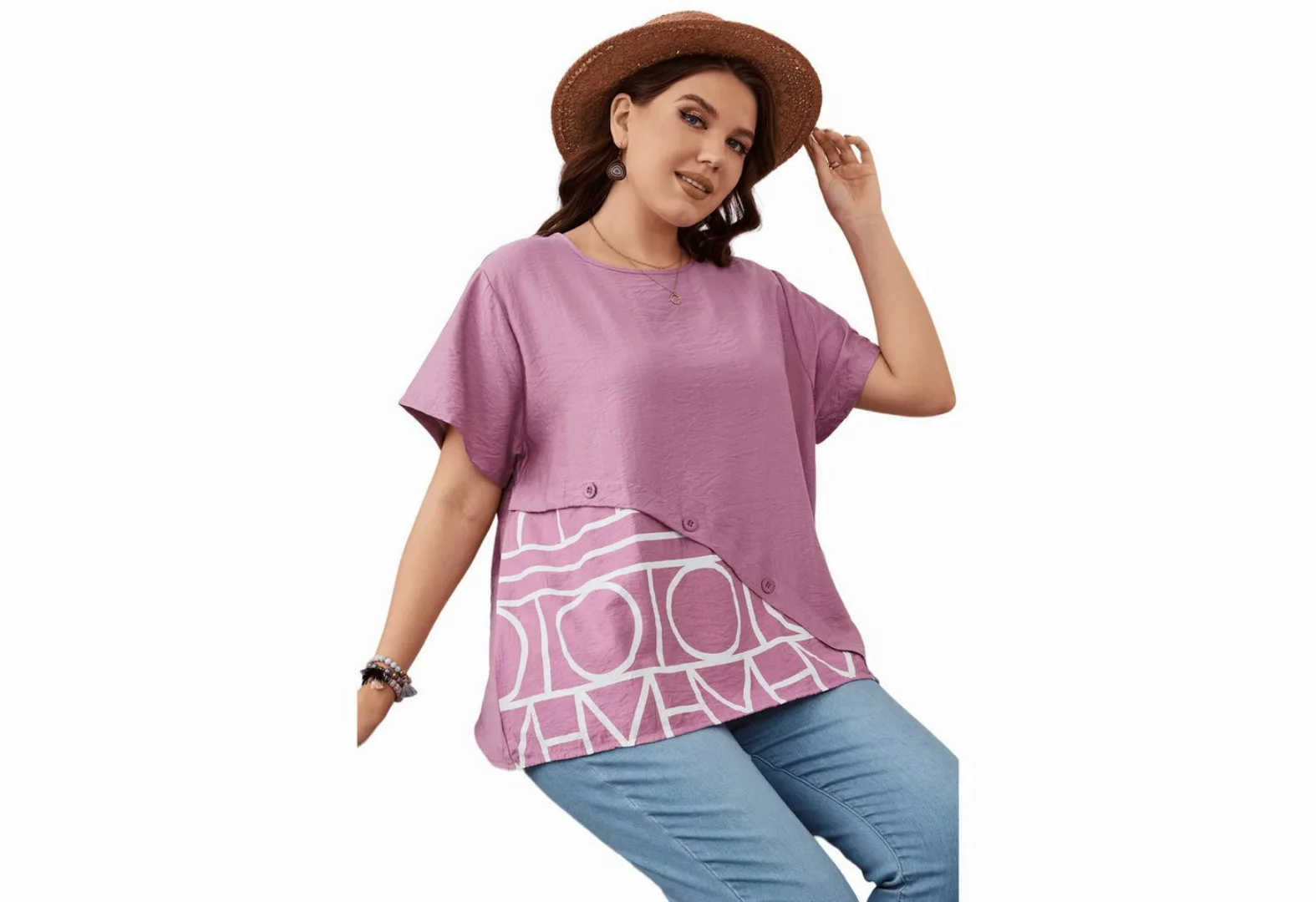 YRIIOMO T-Shirt Rundhals Großzügiges lockeres Kurzarm modisches Damen T-Shi günstig online kaufen