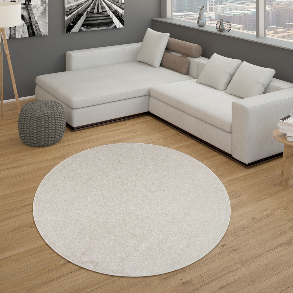 Paco Home Teppich »Porto 890«, rund, Kurzflor, Uni-Farben, ideal im Wohnzim günstig online kaufen