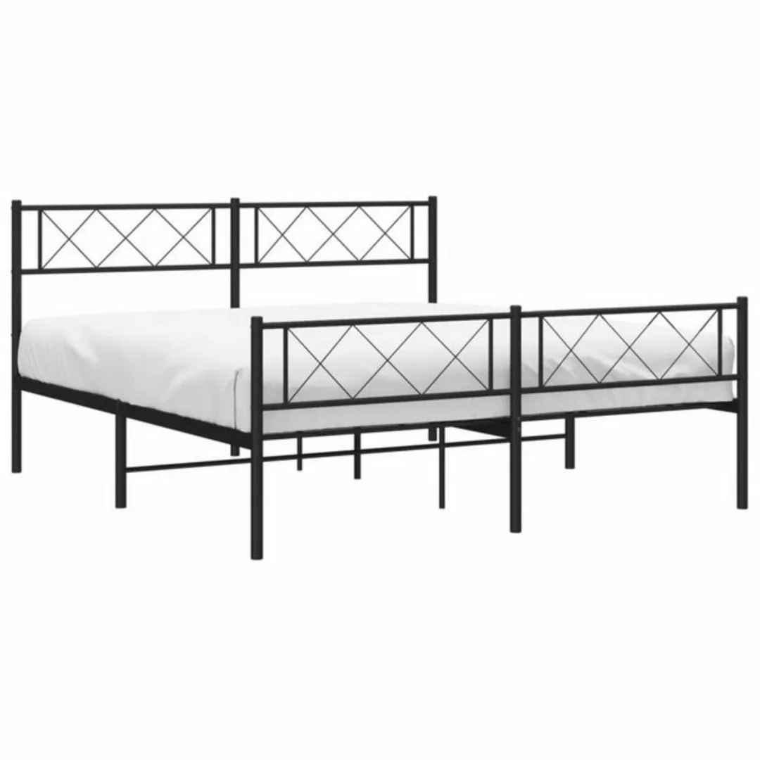 furnicato Bettgestell Metallbett ohne Matratze mit Fußteil Schwarz 160x200 günstig online kaufen