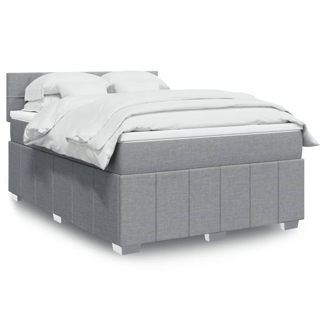 vidaXL Boxspringbett, Boxspringbett mit Matratze Hellgrau 160x200 cm Stoff günstig online kaufen