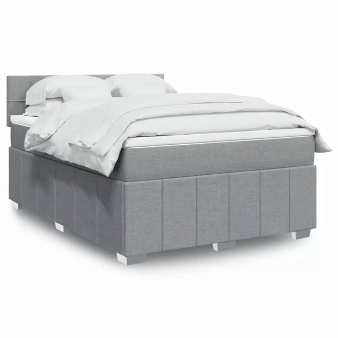 vidaXL Boxspringbett, Boxspringbett mit Matratze Hellgrau 160x200 cm Stoff günstig online kaufen