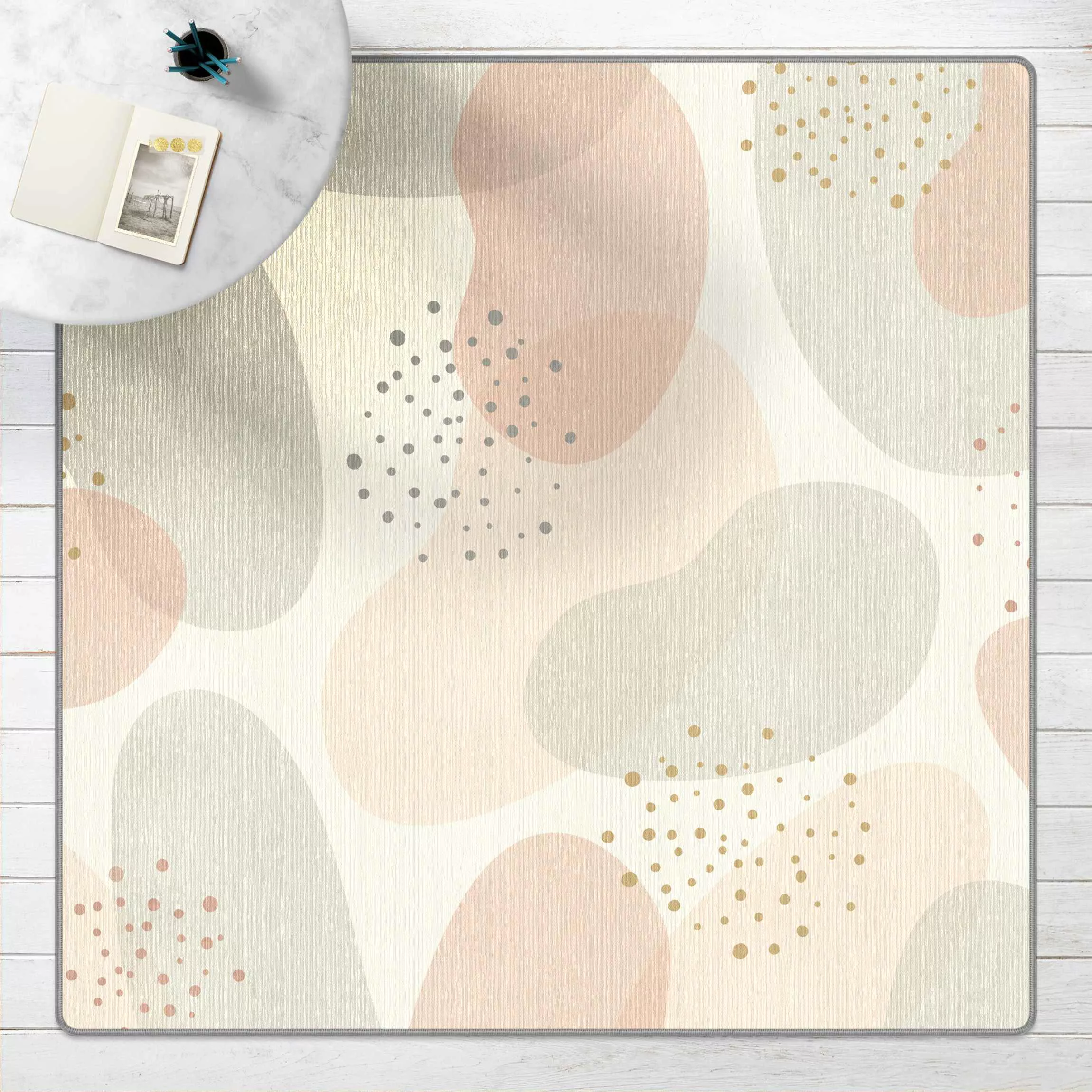 Teppich Große Pastell Kreisformen mit Punkten günstig online kaufen
