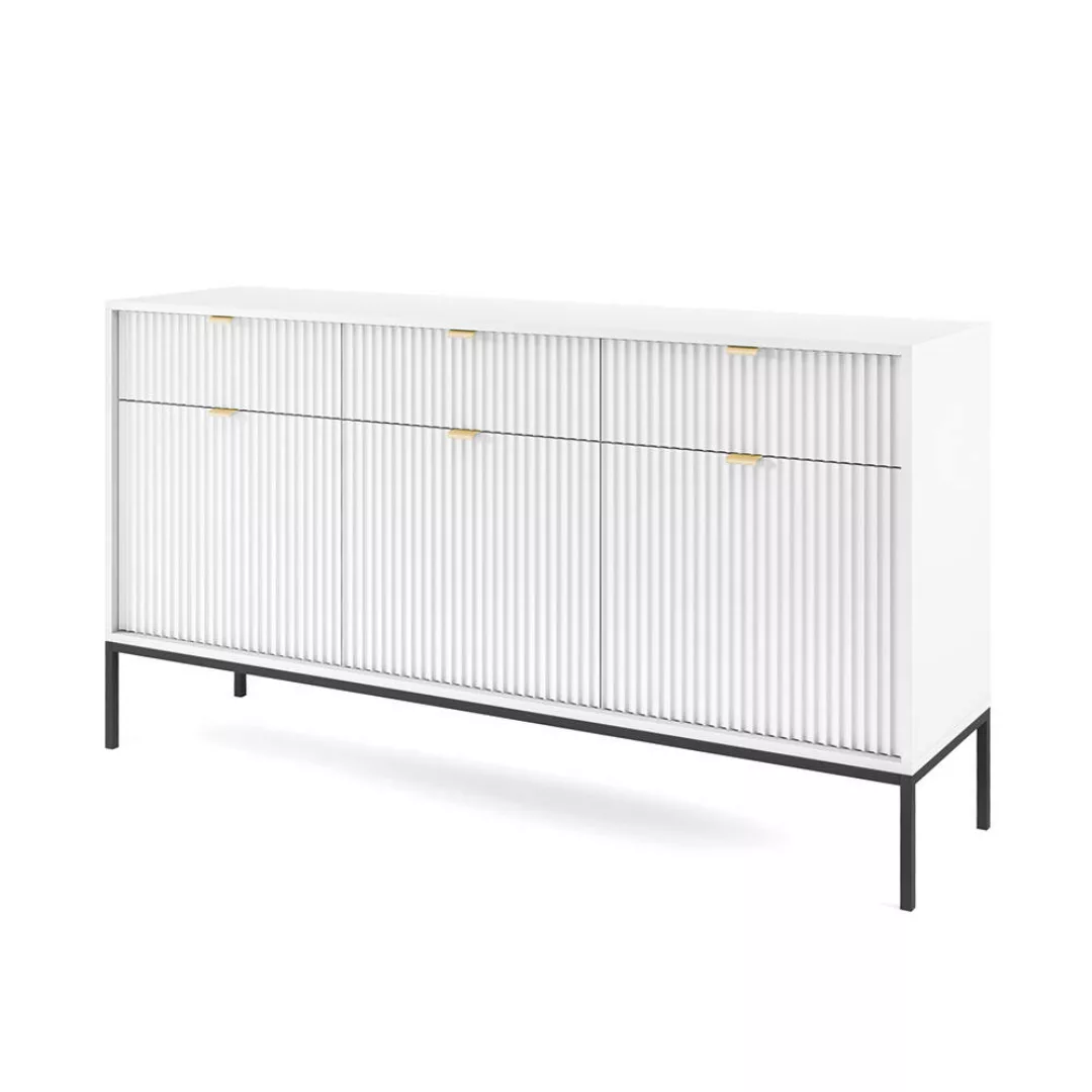 Sideboard 154cm breit, weiß, Fußgestell schwarz NEWCASTLE-160 günstig online kaufen