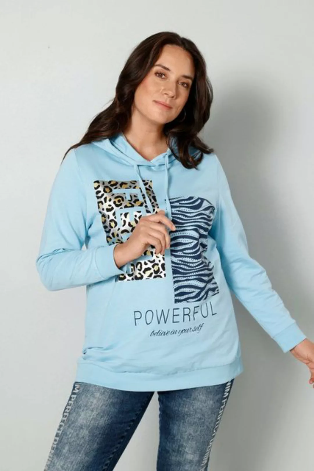 MIAMODA Sweatshirt Hoodie verzierte Animalprints Langarm günstig online kaufen