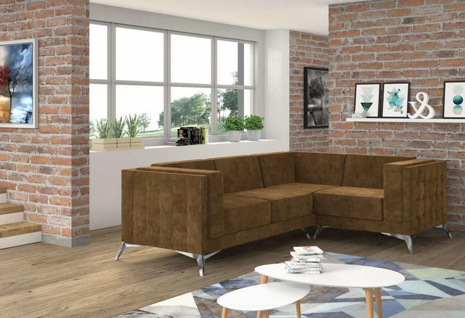 Xlmoebel Ecksofa Modernes Design-Sofa in L-Form aus Stoff für das Wohnzimme günstig online kaufen