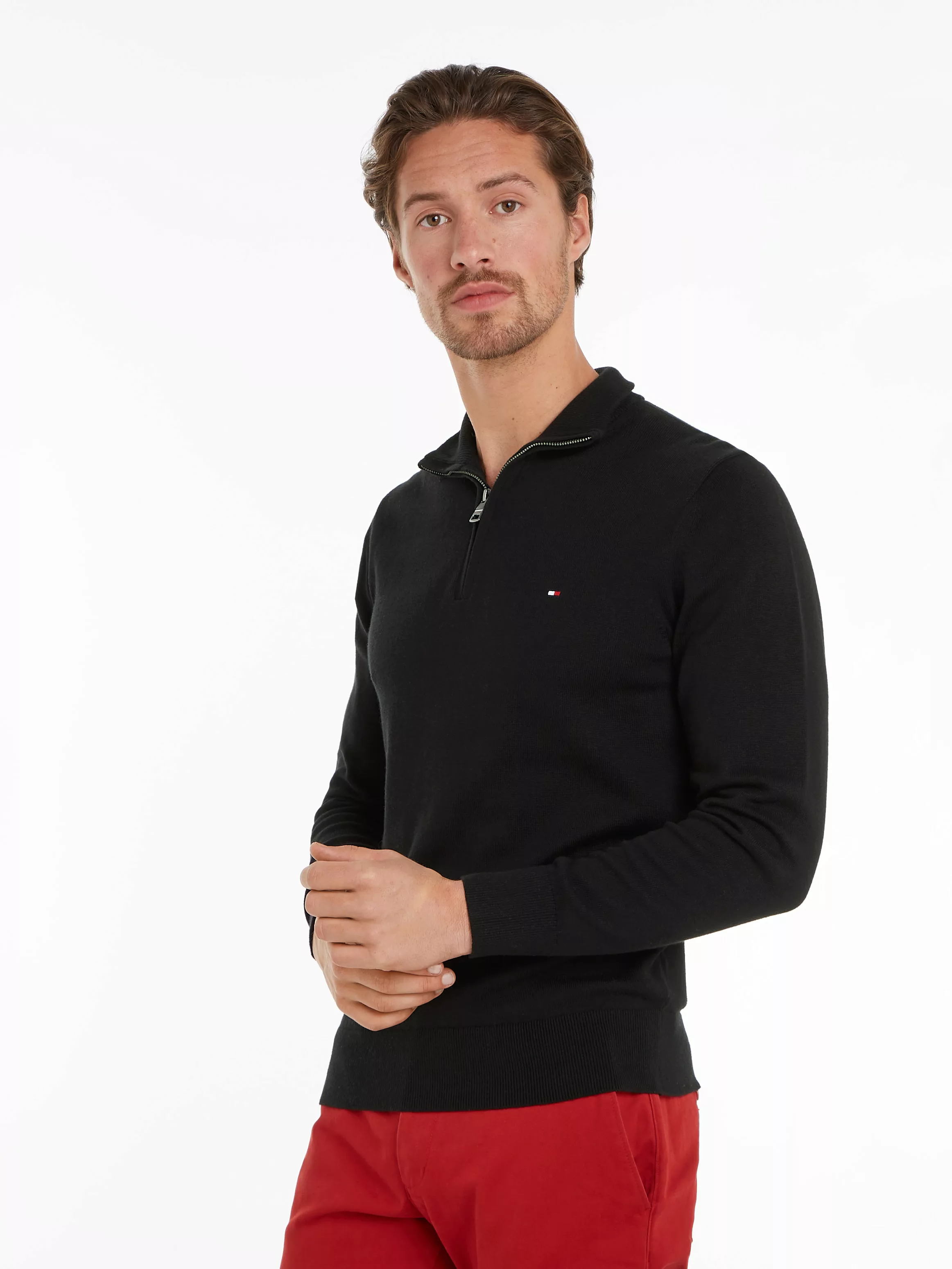 Tommy Hilfiger Troyer "PIMA ORG CTN CASHMERE ZIP MOCK" günstig online kaufen