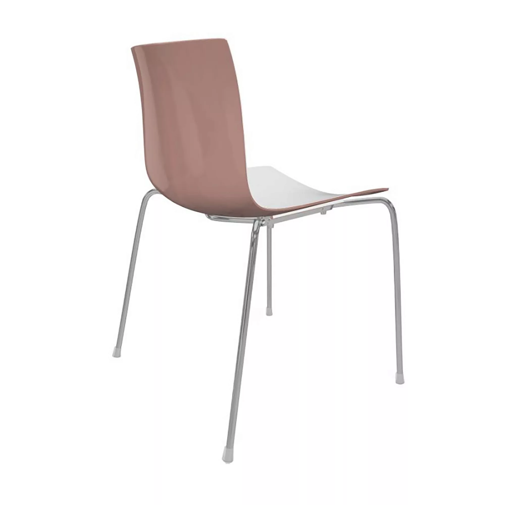 Arper - Catifa 46 0251 Stuhl zweifarbig Gestell Chrom - weiß/rosé/Außenscha günstig online kaufen