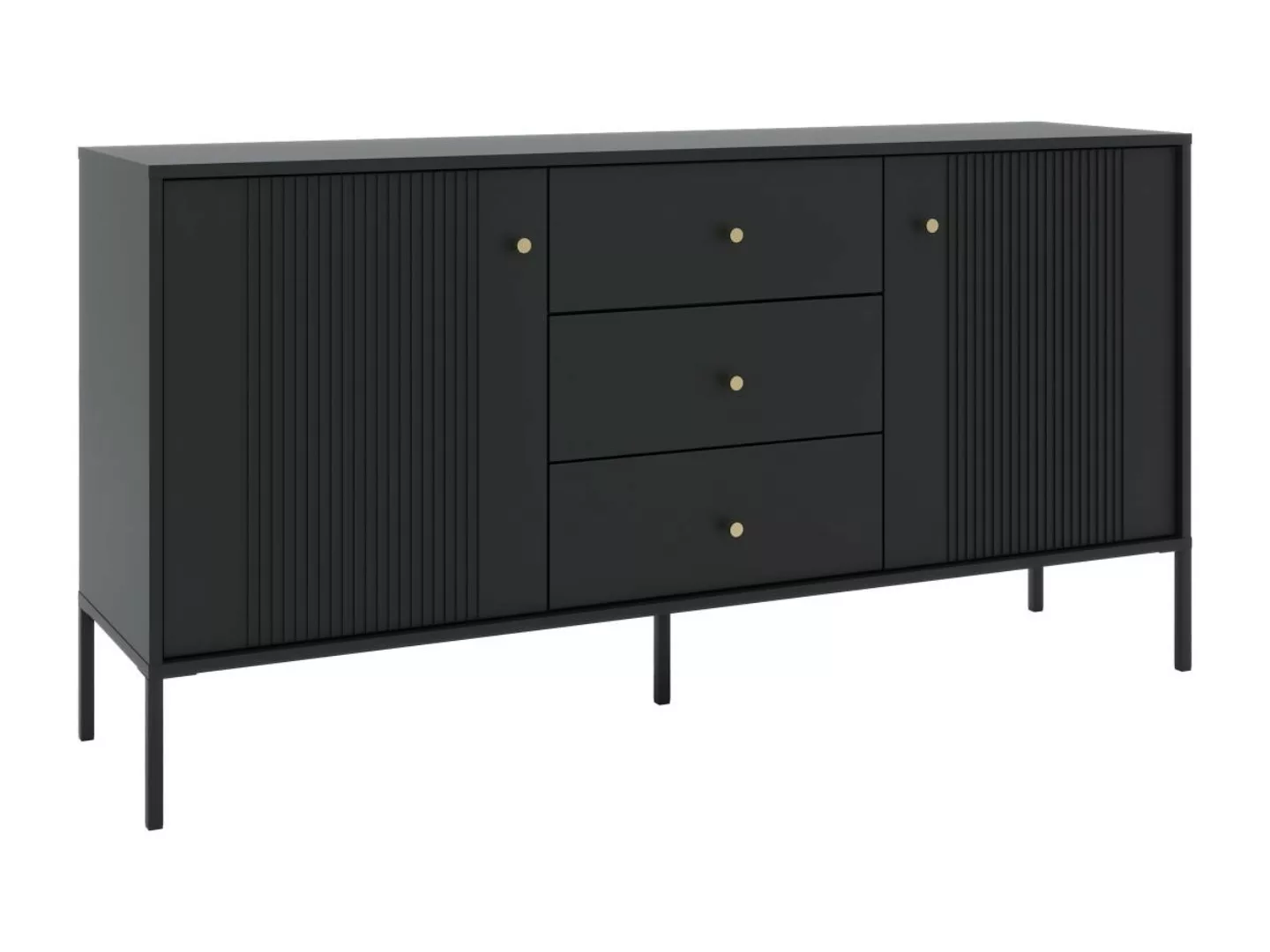 Sideboard mit 2 Türen & 3 Schubladen - MDF- Schwarz - DEMASIA günstig online kaufen