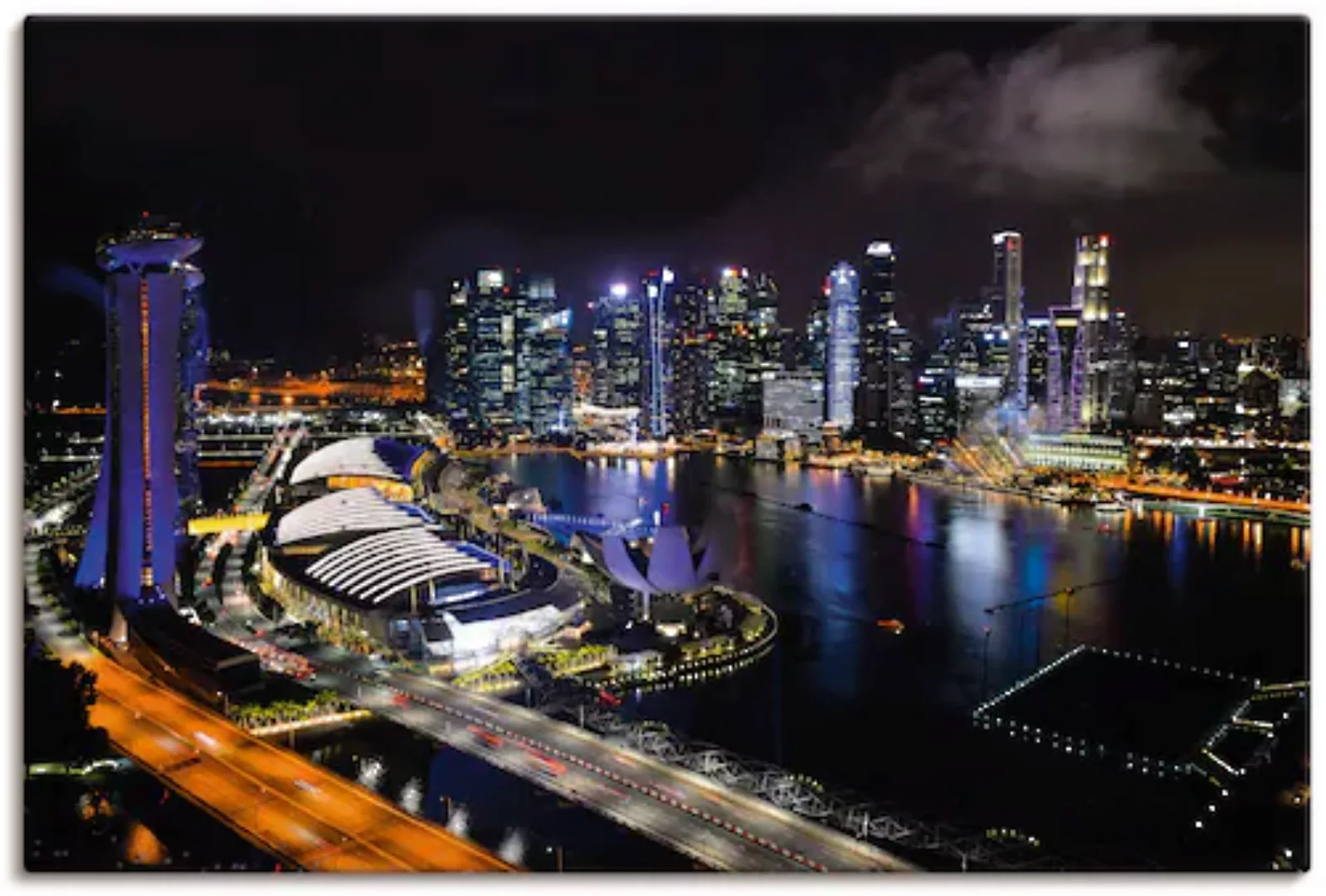 Artland Leinwandbild »Singapur bei Nacht«, Bilder von Asien, (1 St.) günstig online kaufen