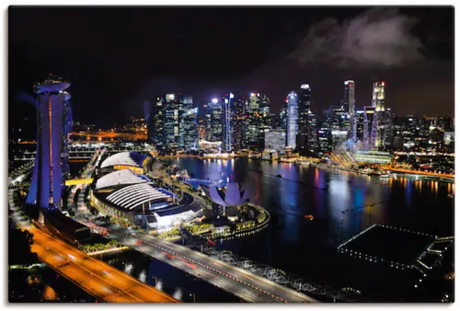 Artland Leinwandbild »Singapur bei Nacht«, Bilder von Asien, (1 St.), auf K günstig online kaufen