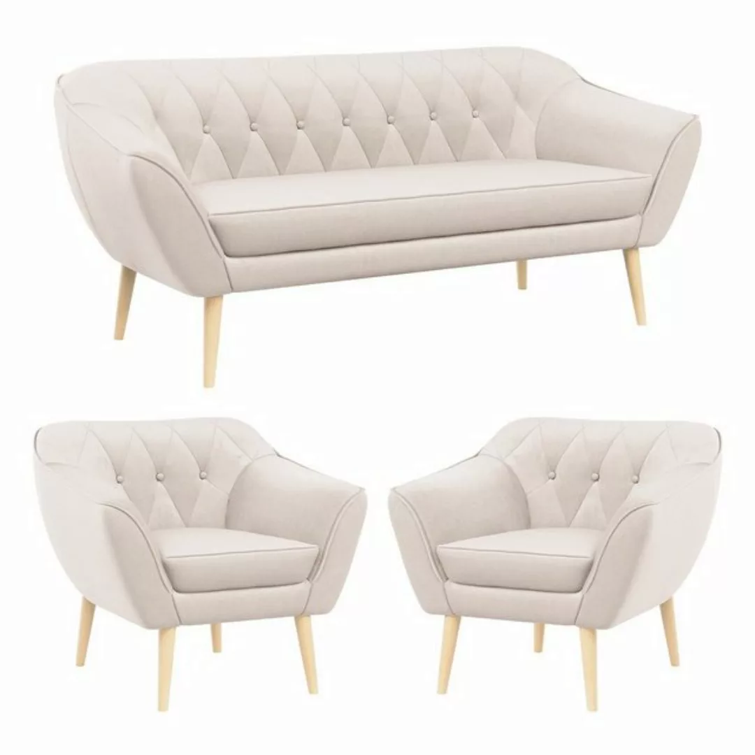 MKS MÖBEL Sofa PIRS 3 1 1, Set, Sofa, Sessel, T30-Schaum, Holzbeine, mit Re günstig online kaufen