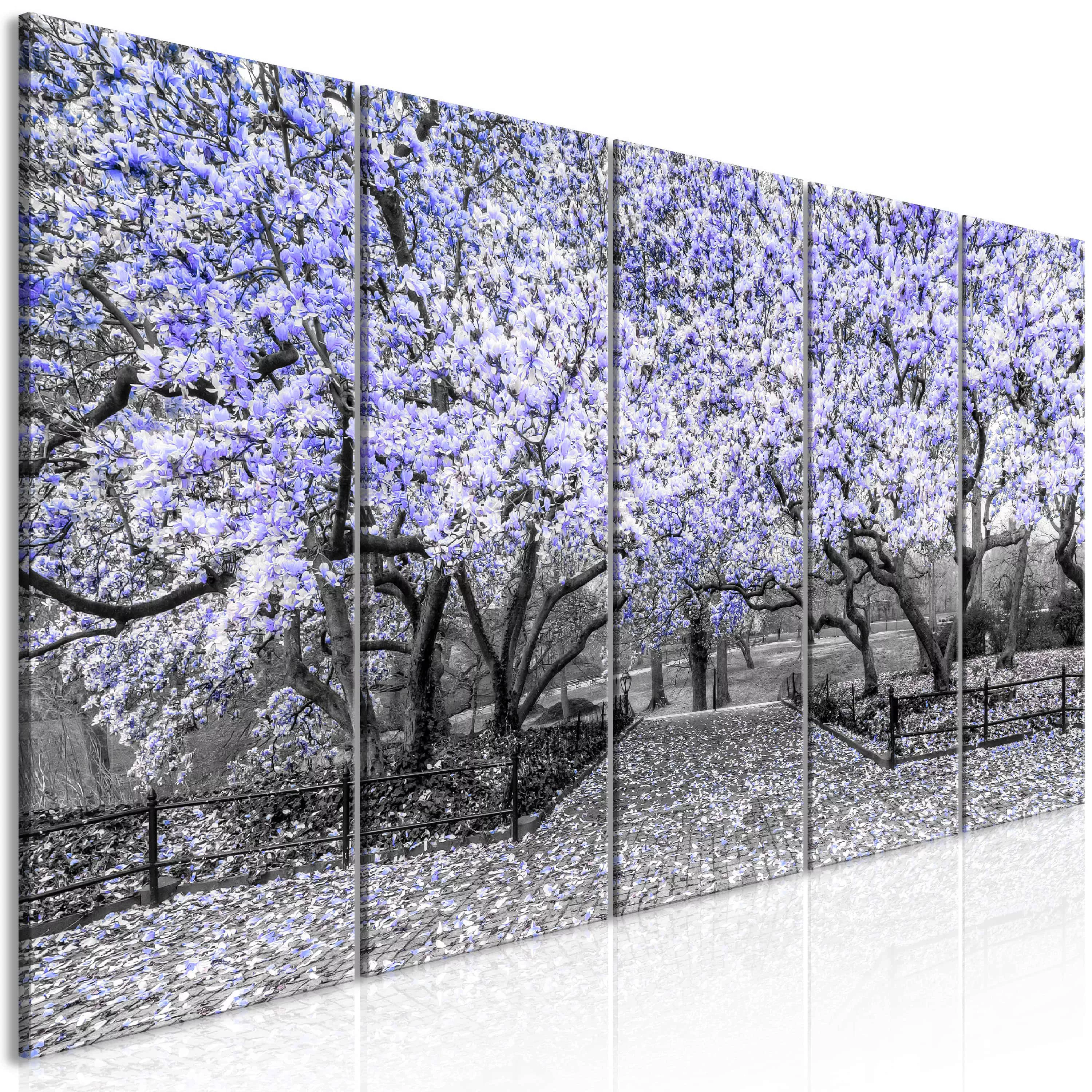 Wandbild - Magnolia Park (5 Parts) Narrow Violet günstig online kaufen