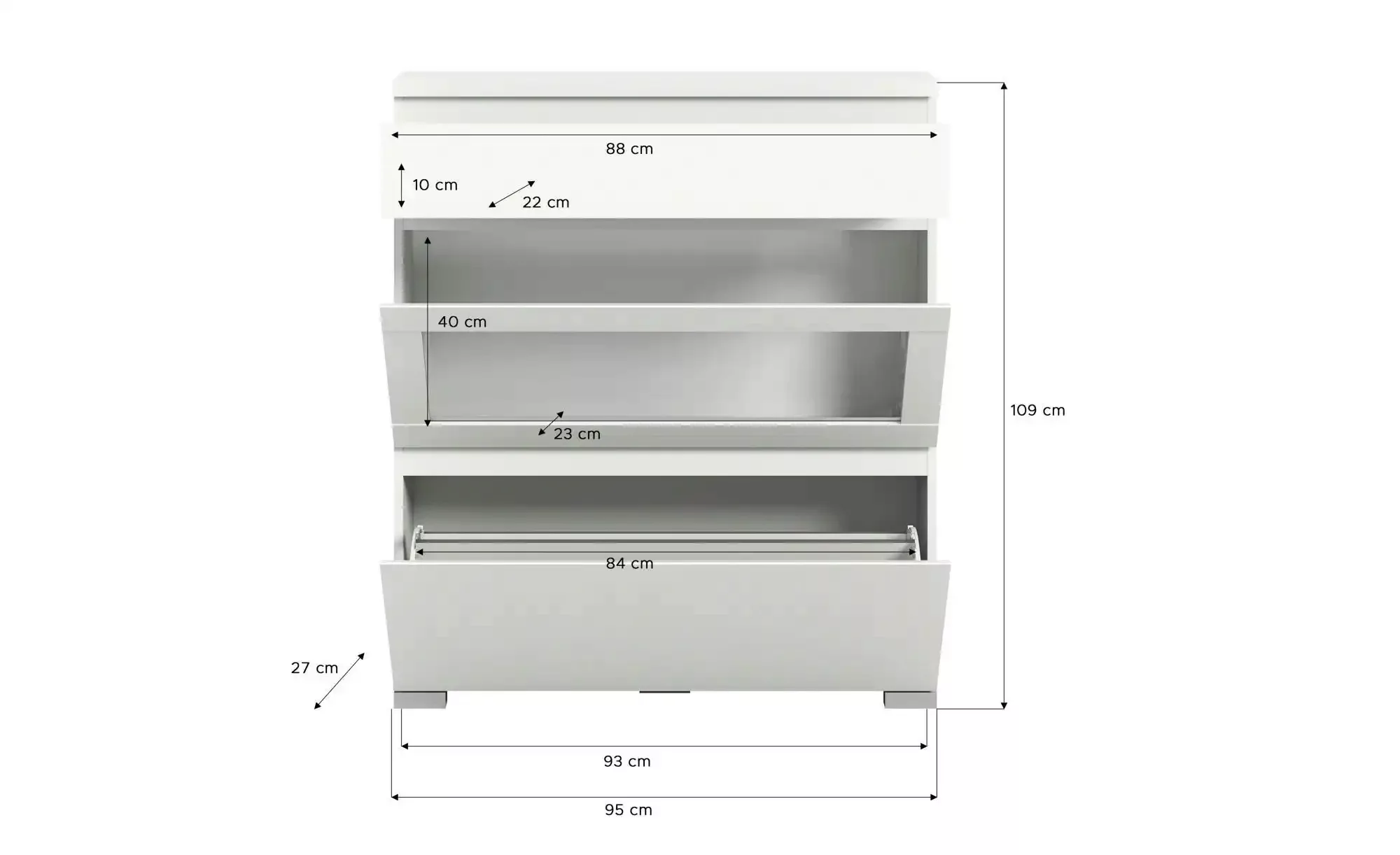 xonox.home Schuhschrank in Weiß - 95x109x27cm (BxHxT) günstig online kaufen