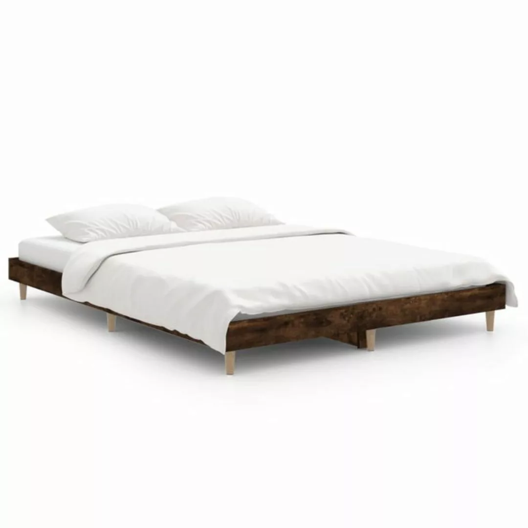 furnicato Bett Bettgestell Räuchereiche 135x190 cm Holzwerkstoff günstig online kaufen