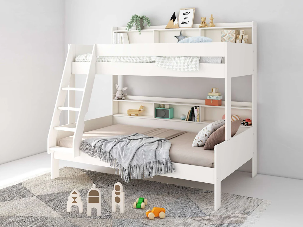 Lüttenhütt Etagenbett »Jaime II, Stockbett, viel Stauraum, mit Regalen, Mas günstig online kaufen