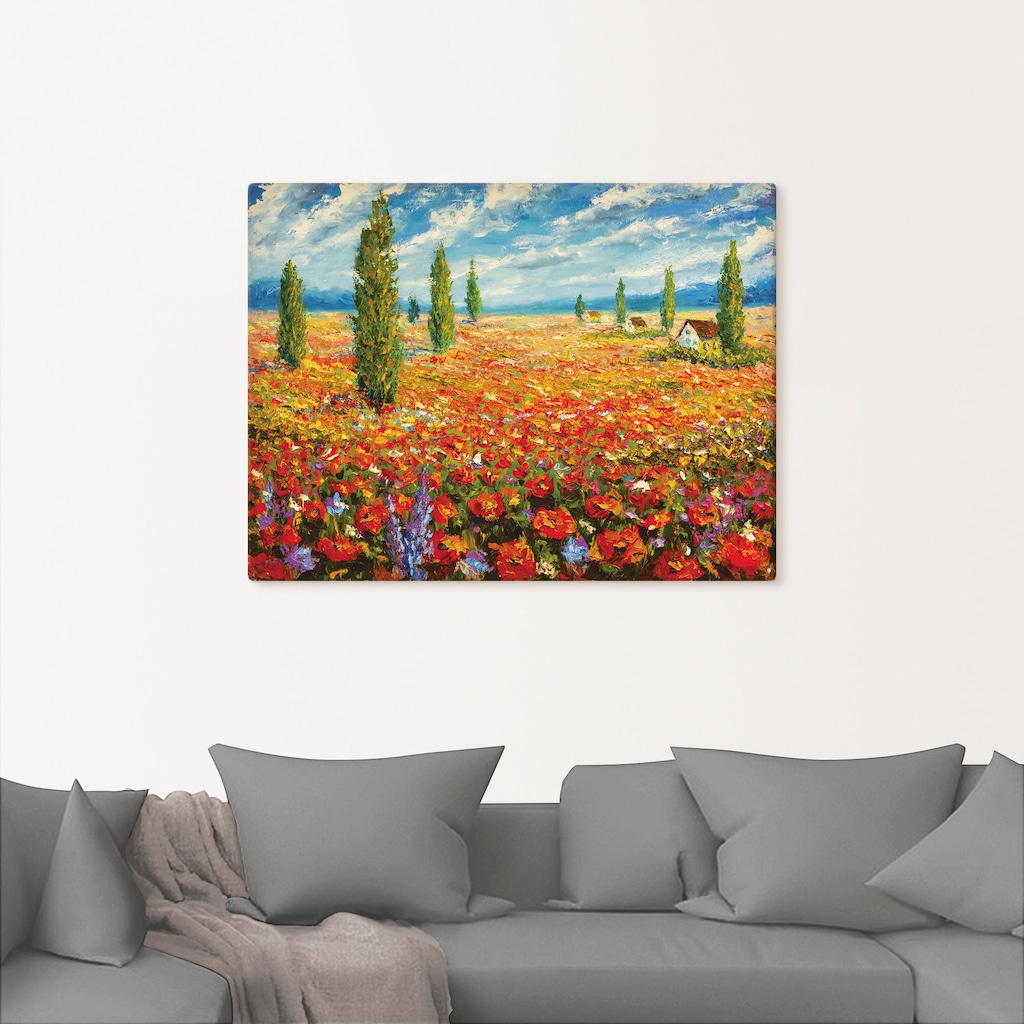 Artland Leinwandbild "Mohnblumenwiese", Blumenwiese, (1 St.), auf Keilrahme günstig online kaufen