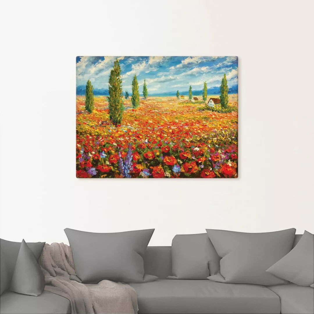 Artland Leinwandbild »Mohnblumenwiese«, Blumenwiese, (1 St.), auf Keilrahme günstig online kaufen