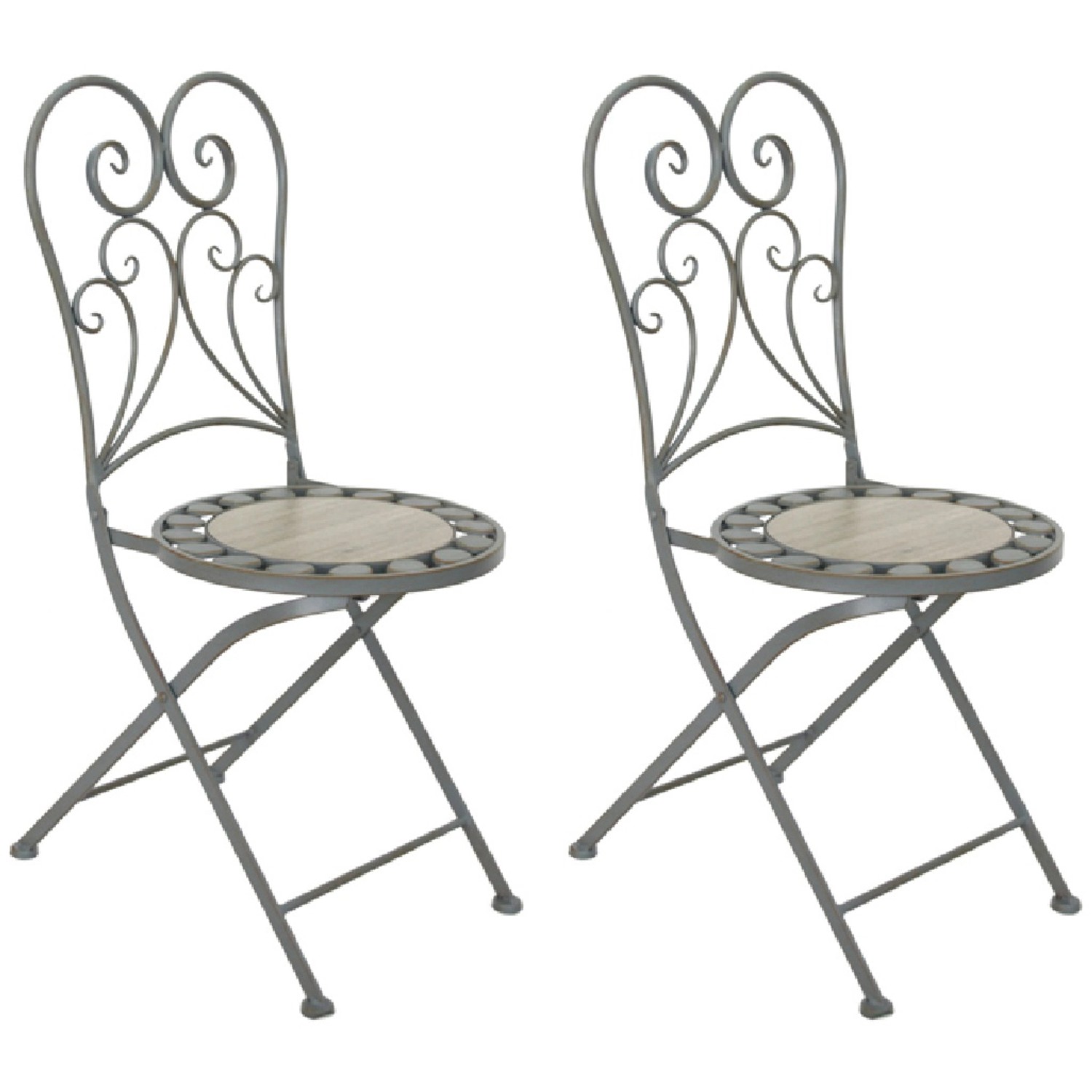Acamp Gartenset Provence 2 Stühle Grau-Beige meliert für den Außenbereich günstig online kaufen