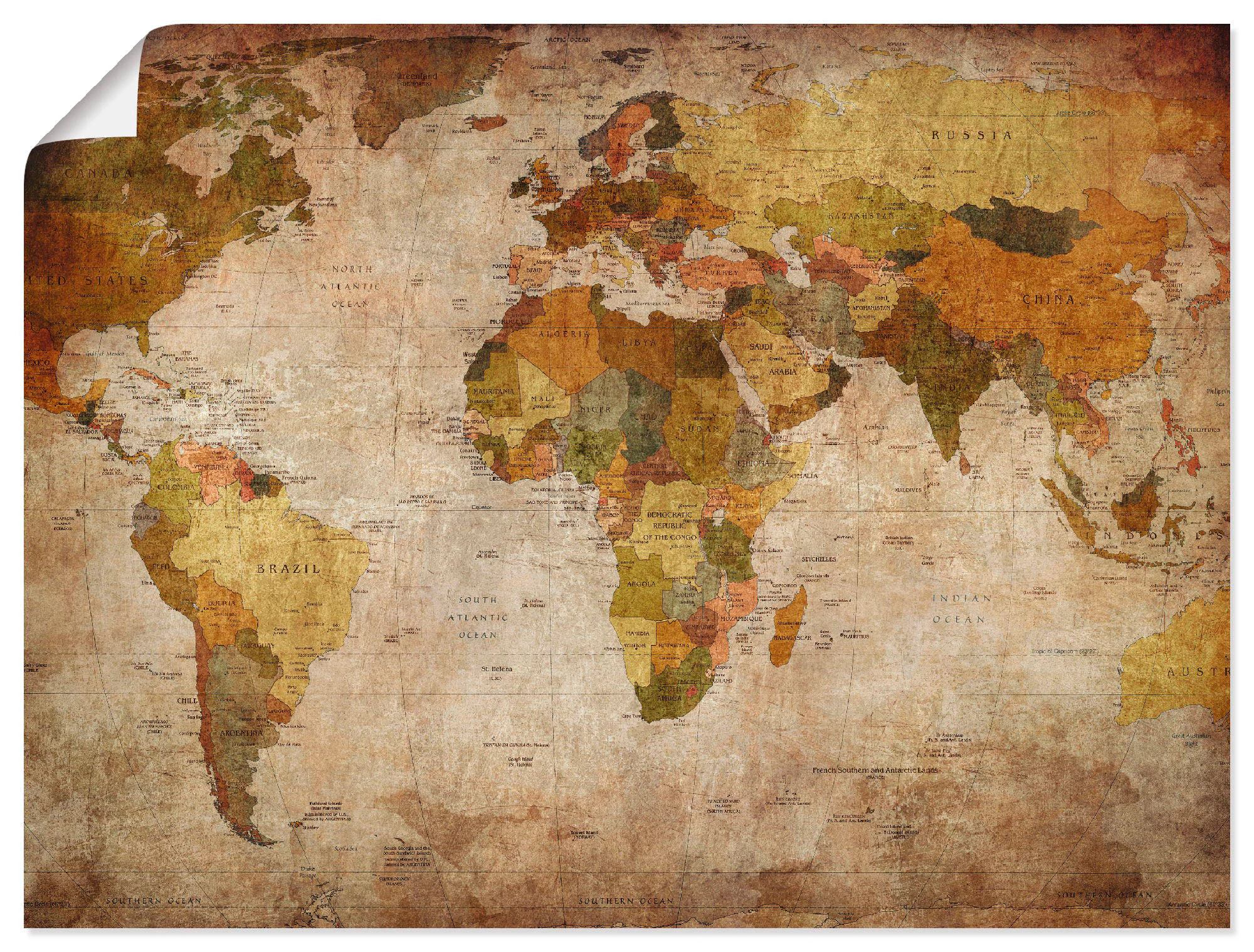 Artland Wandbild »Weltkarte«, Landkarten, (1 St.), als Alubild, Outdoorbild günstig online kaufen