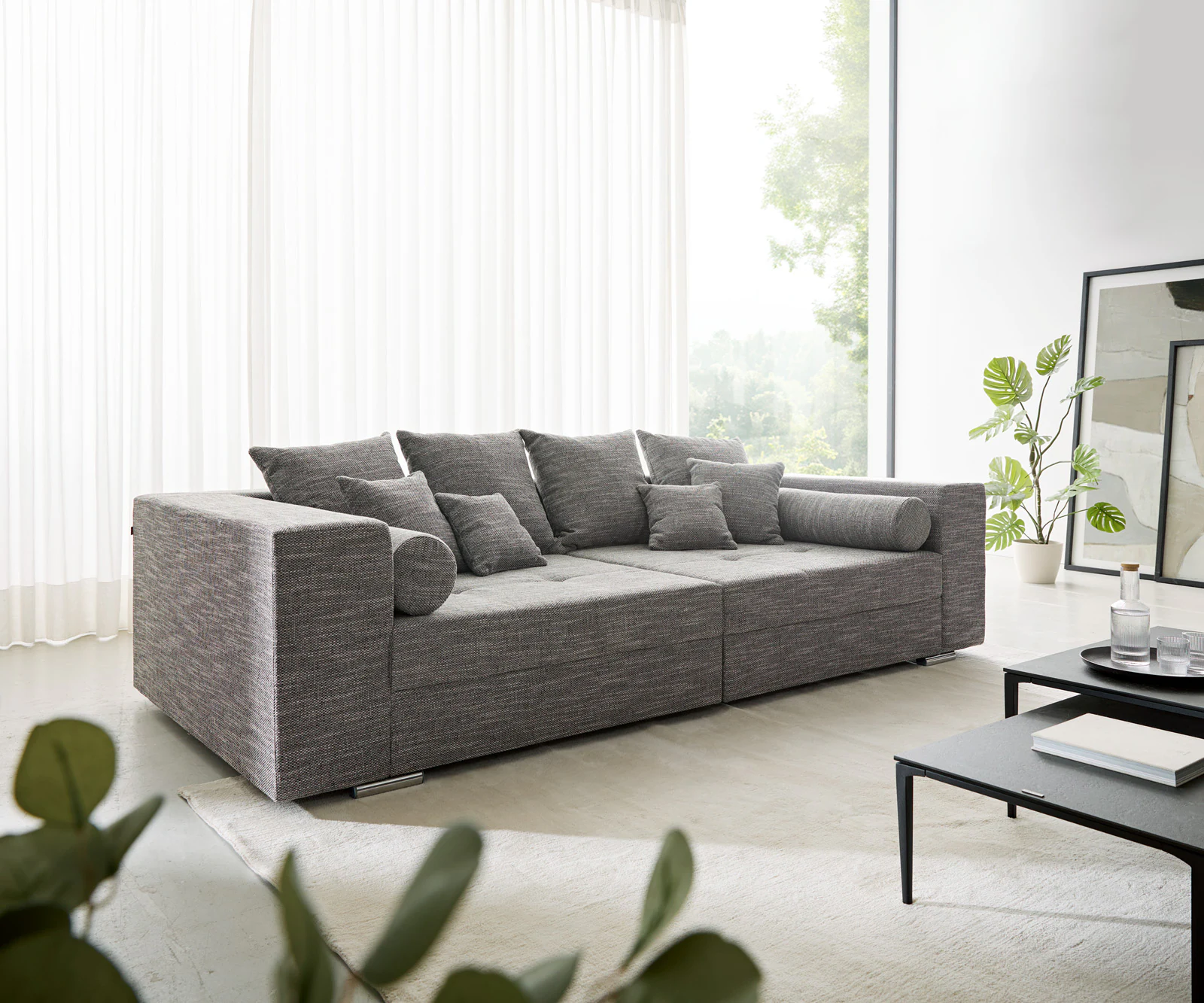 DELIFE Big-Sofa Marlen, Hellgrau 300x140 cm Big-Sofa günstig online kaufen