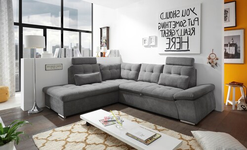 ED EXCITING DESIGN Ecksofa "Nalo L-Form", mit Bettfunktion, Armteilverstell günstig online kaufen