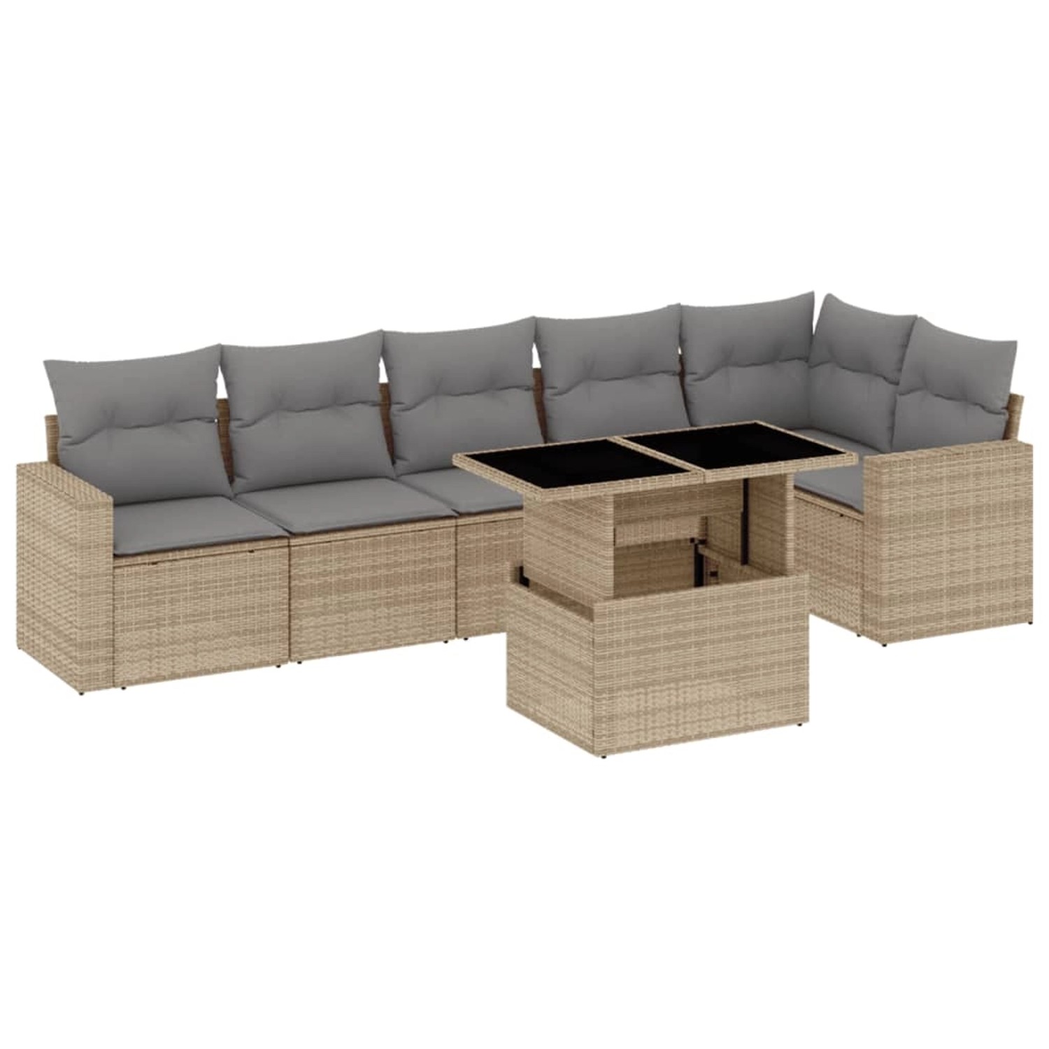 vidaXL 7-tlg Garten-Sofagarnitur mit Kissen Beige Poly Rattan Modell 340 günstig online kaufen