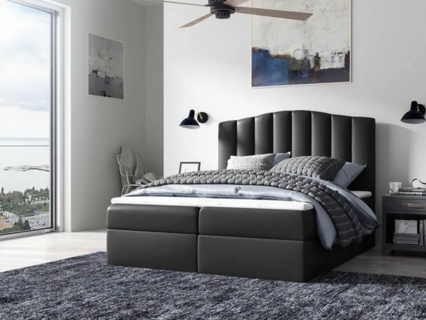 Furnix Boxspringbett CASABRIA 180x200 Doppelbett mit Bettkasten Eco-Leder, günstig online kaufen