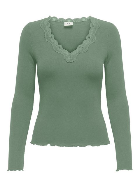 JACQUELINE de YONG T-Shirt V-Neck Shirt Top mit Spitzen-Detail und Slim Fit günstig online kaufen