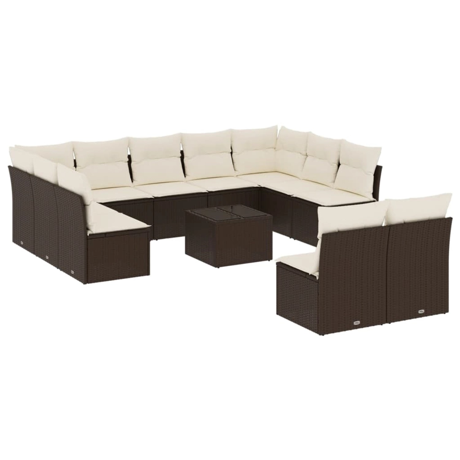 vidaXL 12-Tlg Garten-Sofagarnitur mit Kissen Braun Poly Rattan 3218363 günstig online kaufen