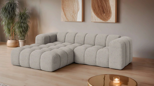 OTTO home Ecksofa »KALLIE Design-Sofa mit Wellenunterfederung, Bubble-Optik günstig online kaufen
