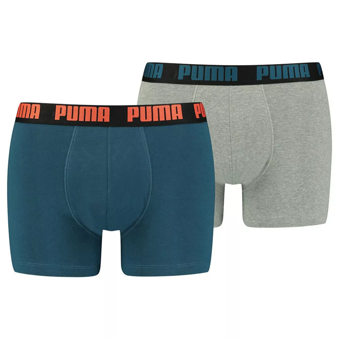 PUMA Herren Basic Boxershorts 2er Pack | Mit Grau Melange | Grau/Blau | Grö günstig online kaufen