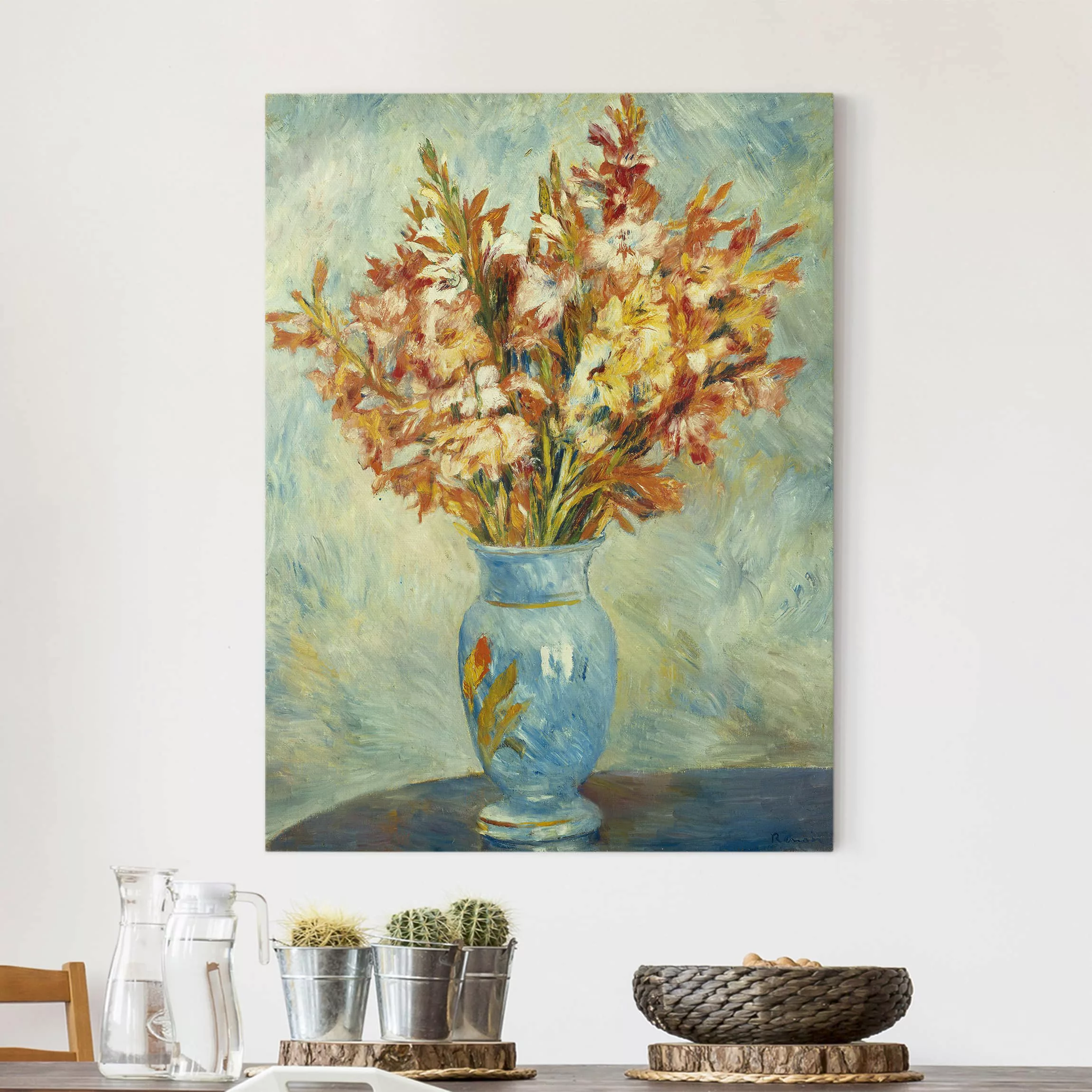 Leinwandbild Kunstdruck - Hochformat Auguste Renoir - Gladiolen in Vase günstig online kaufen