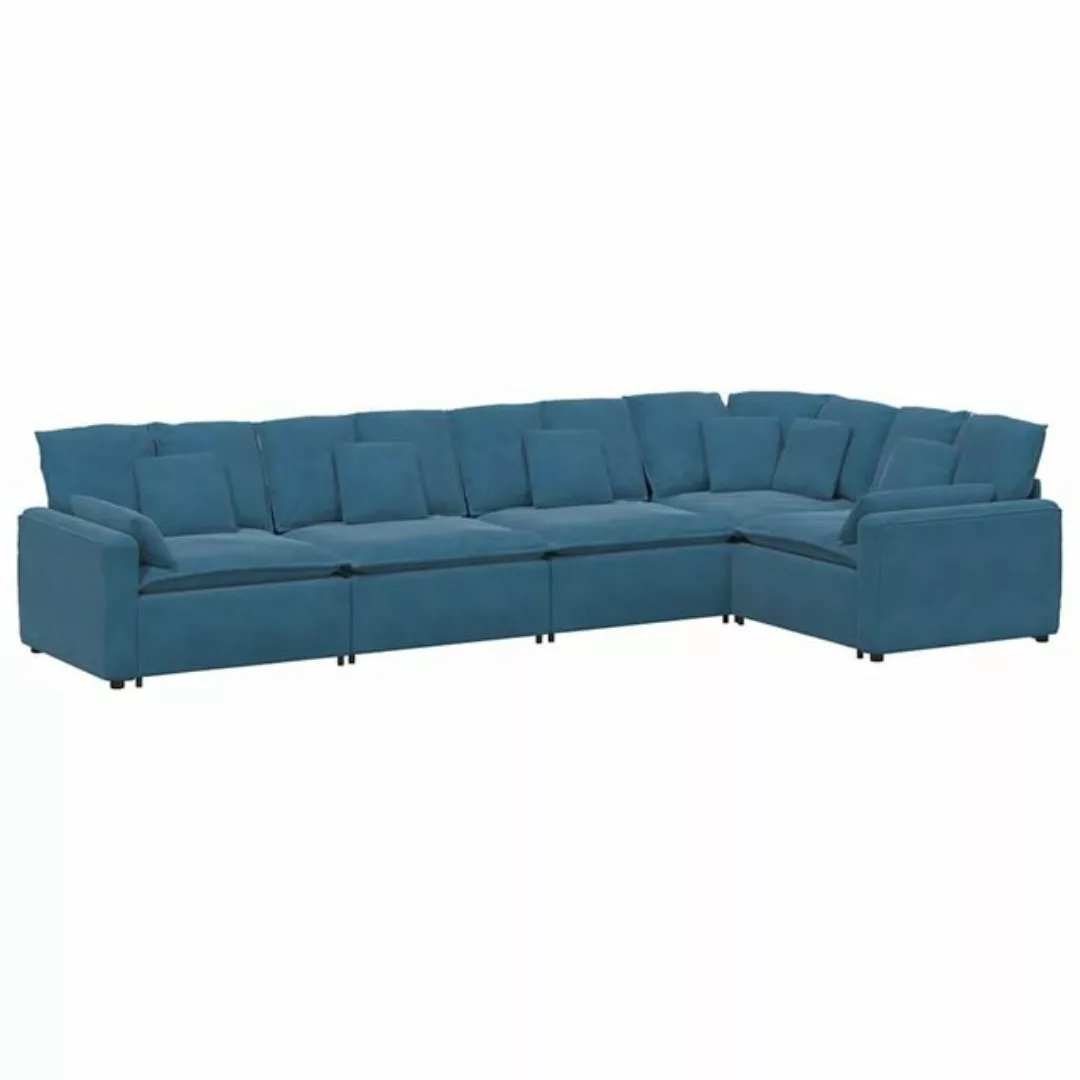 vidaXL Sofa Modulares Sofa mit Kissen Samt Blau günstig online kaufen