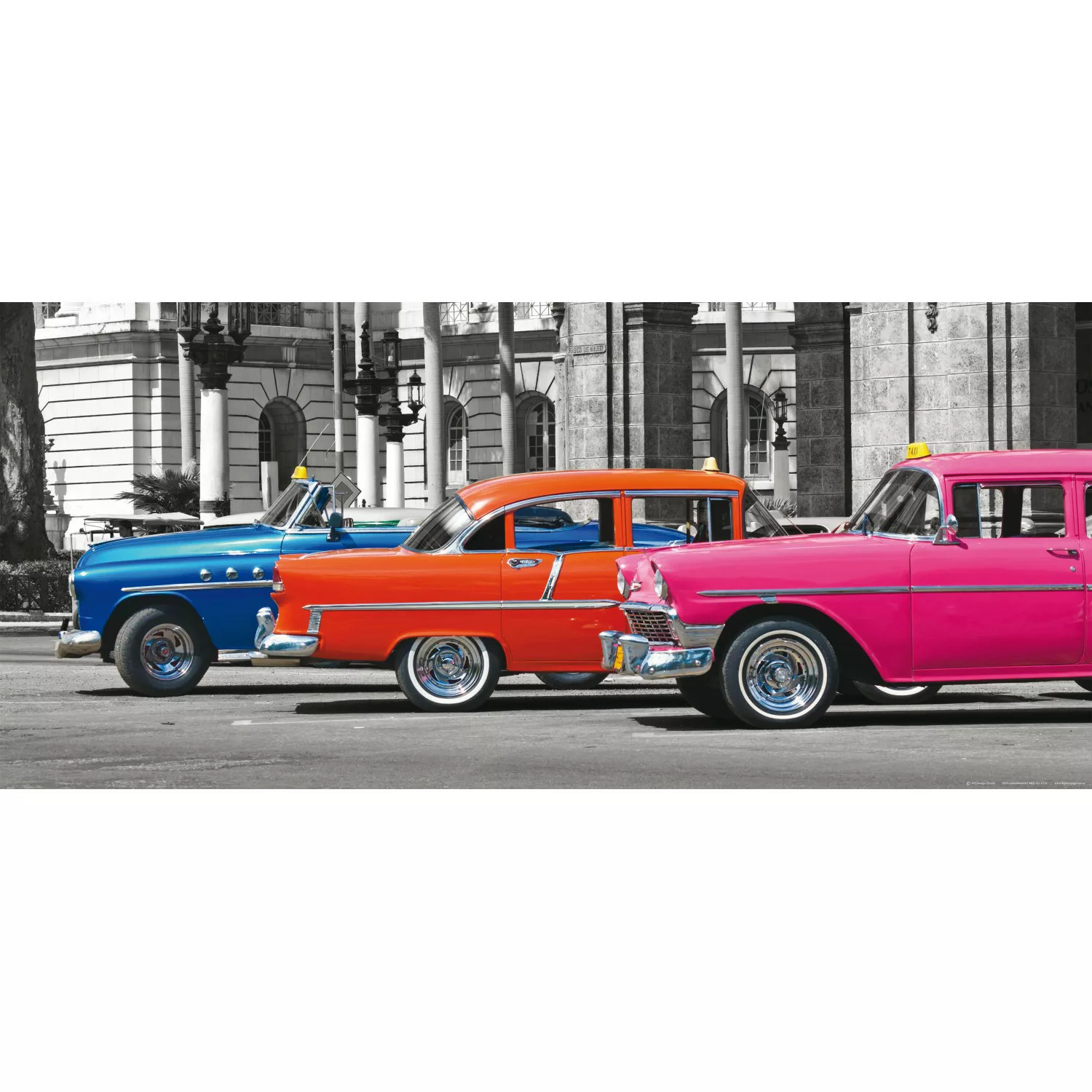 Sanders & Sanders Poster Oldtimer Blau Orange und Rosa 202 x 90 cm 600913 günstig online kaufen