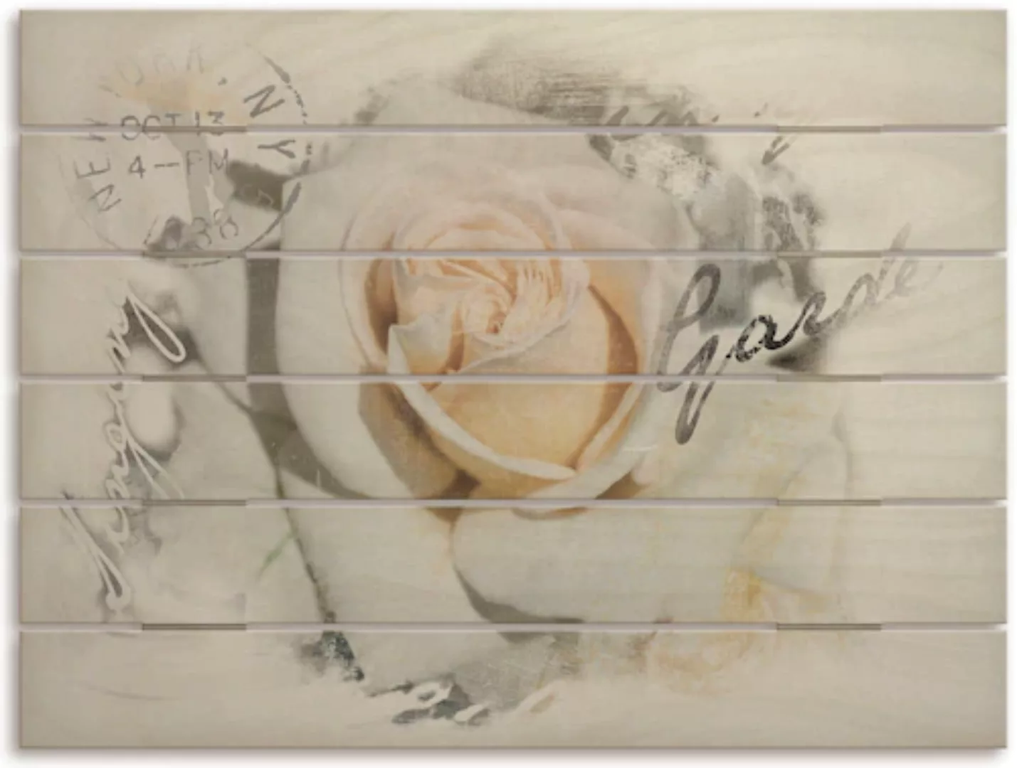 Artland Holzbild "In Buchstaben - Rose", Blumenbilder, (1 St.) günstig online kaufen