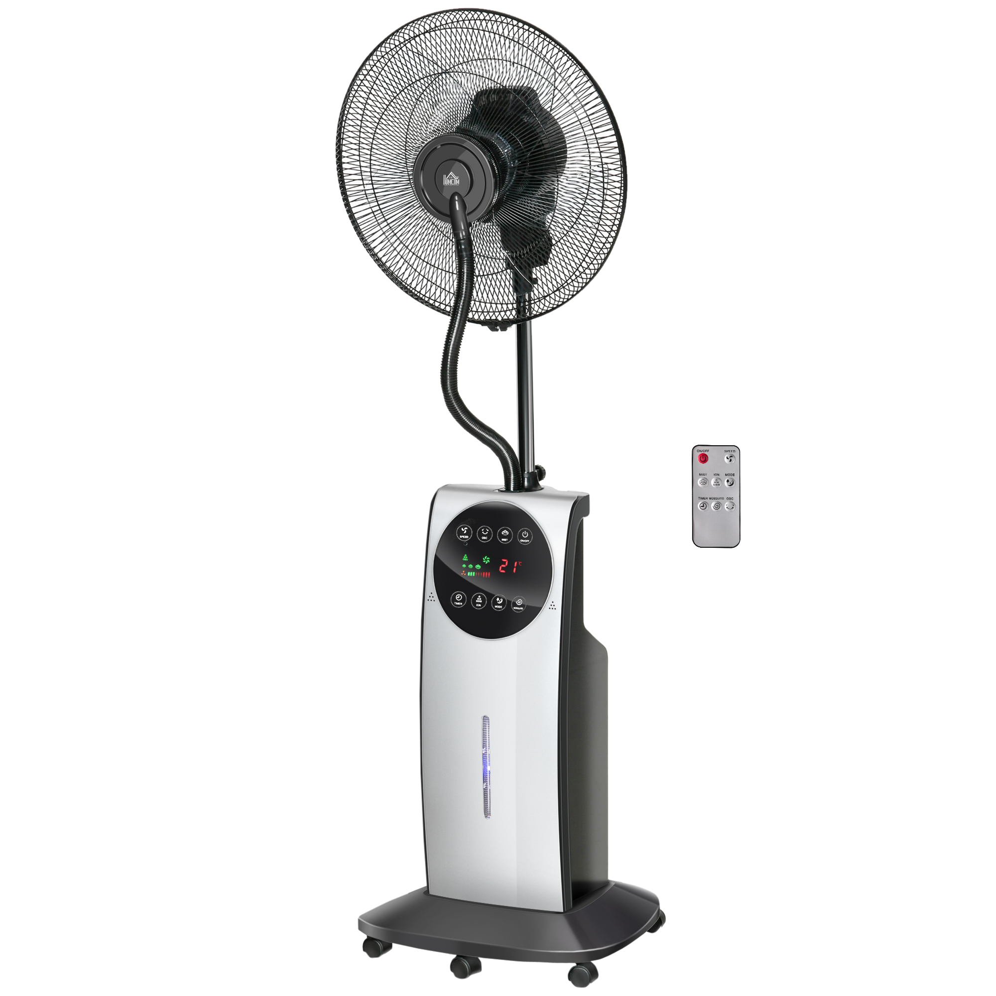 HOMCOM Nebel Ventilator Standventilator mit Sprühnebel, 90W Kühlventilator günstig online kaufen