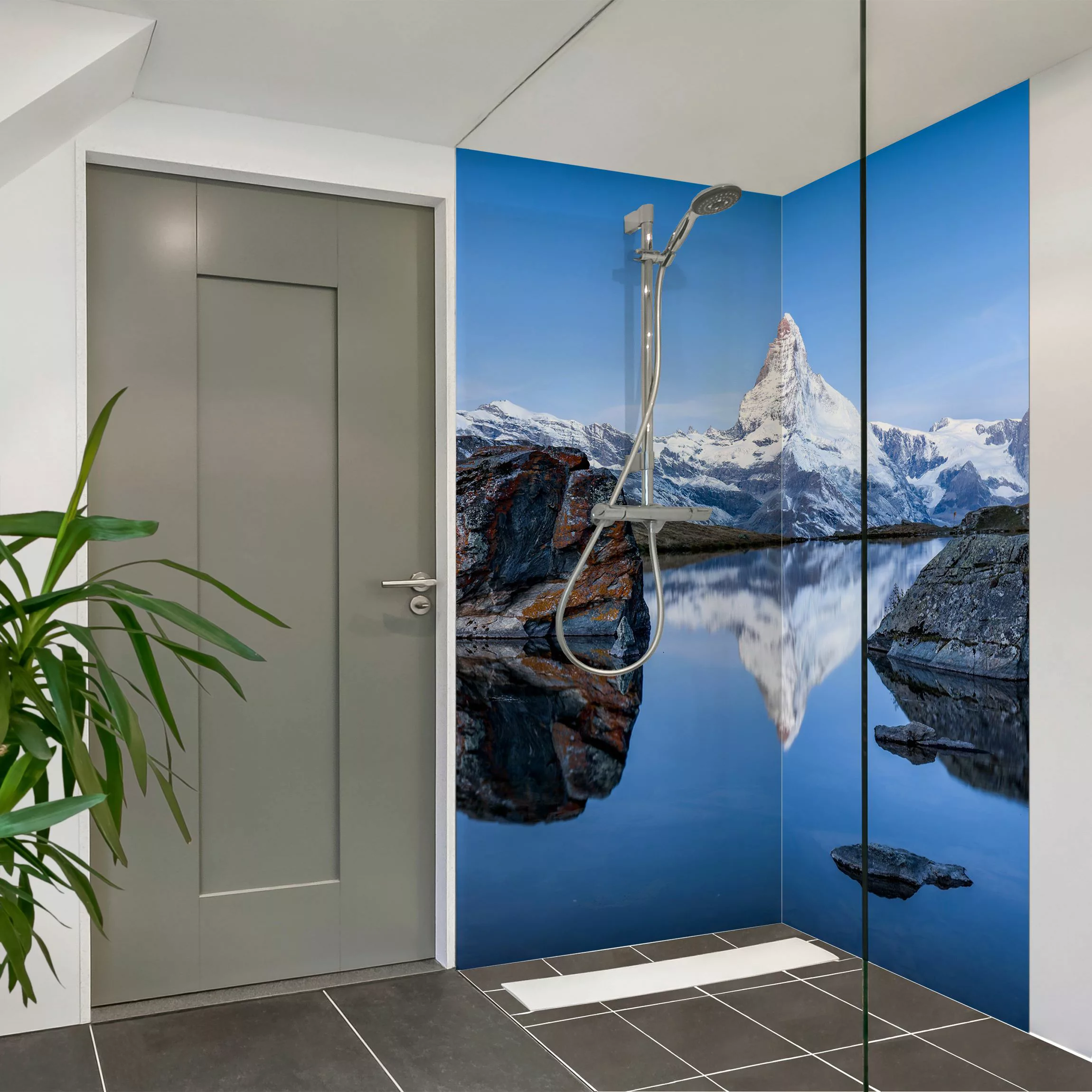 Duschrückwand Stellisee vor dem Matterhorn günstig online kaufen
