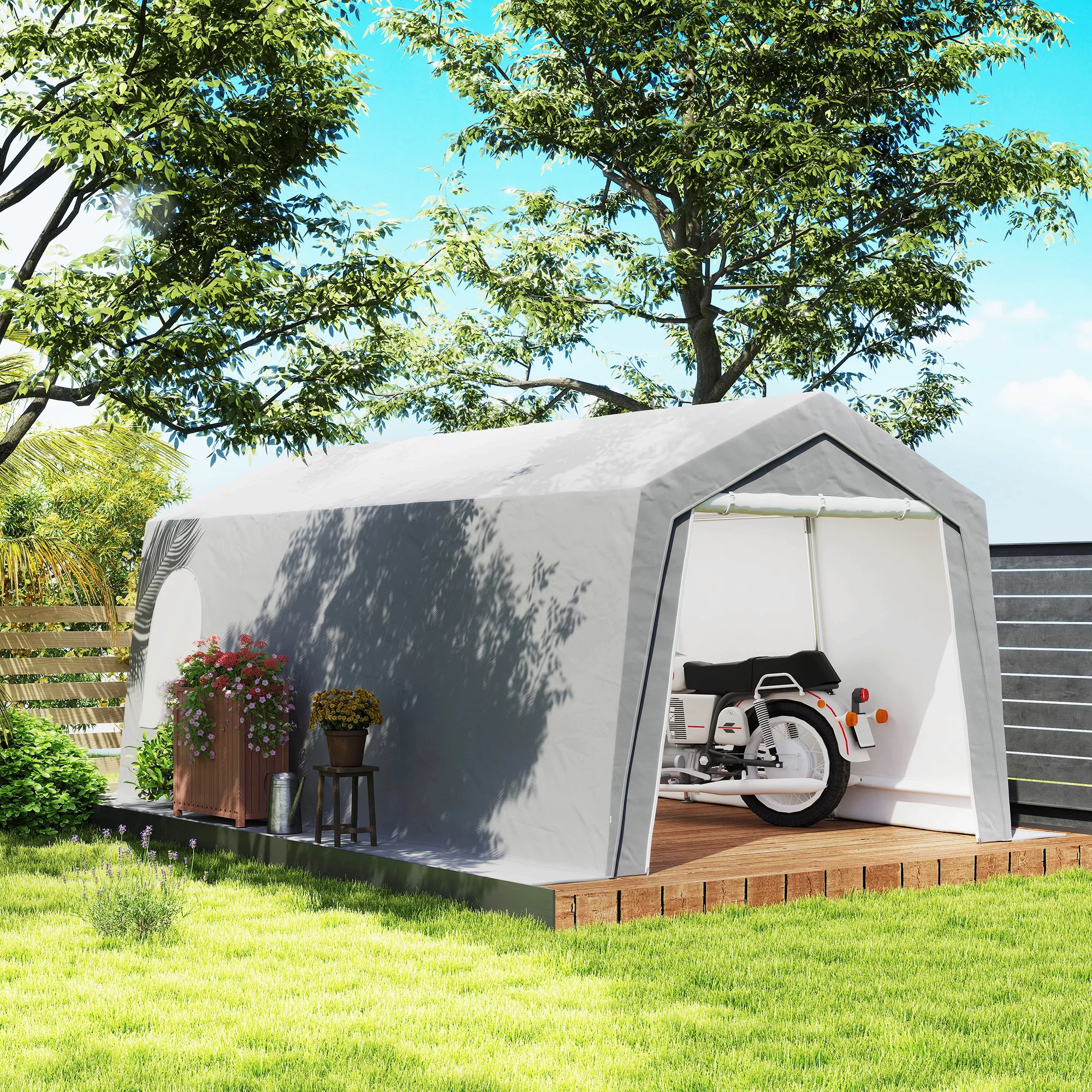 Outsunny Garagenzelt, wasserdicht Zeltgarage mit Türen, Fenster, Anti-Staub günstig online kaufen