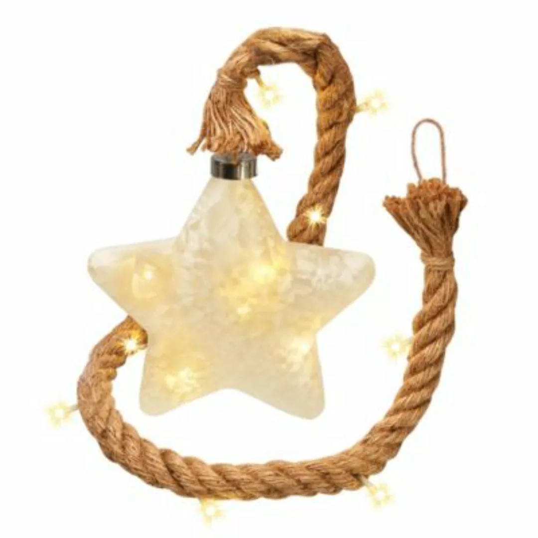 amare® AMARE Glasfiguren 18 cm LED Stern beleuchtet am Seil anthrazit/schwa günstig online kaufen